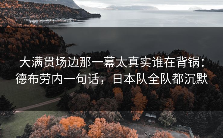 大满贯场边那一幕太真实谁在背锅：德布劳内一句话，日本队全队都沉默